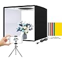 Jubilant 25cm Folding Portable High CRI Ring LED Photo Lighting Studio Tent Box + Shadowless Light Lamp Panel Pad with 12 Colors Backdrops