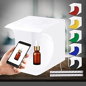 jubilant photo studio box with led light 20cm mini portable photography lighting tent kit white foldable shooting softbox with 1100lm light 6 backdrops for product display