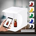 Jubilant Photo Studio Box with LED Light, 20cm Mini Portable Photography Lighting Tent Kit, White Foldable Shooting Softbox with 1100LM Light+ 6 Backdrops for Product Display