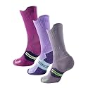 Juclise Women's Compression Crew Running &amp; Hiking Socks, 3 Pairs, Cushioned
