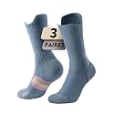 Juclise Women's Compression Crew Running &amp; Hiking Socks, 3 Pairs, Cushioned