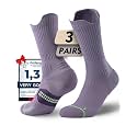 Juclise Women's Compression Crew Running &amp; Hiking Socks, 3 Pairs, Cushioned