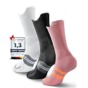 Juclise Women's Compression Crew Running &amp; Hiking Socks, 3 Pairs, Cushioned