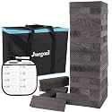 Juegoal 54 Piece Giant Tumble Tower Grey for Adult Kids Family, Wooden Block Stacking Game with Gameboard & Canvas Bag, Outdoor Games for Backyard Lawn Party Playing, 6.9 x 6.9 x 24 Inches,X-Large
