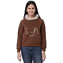 Juelle Women Embellished Brown Hooded Fleece Sweatshirt