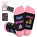 Juesly 5-22 Years Old Birthday Gifts for Girls - Socks for Girls with Pop up Birthday Card, Presents for 5-22 Year Old Grils