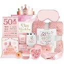 Juesly 50th Birthday Gifts for Women, Care Package Get Well Soon Gifts for 50 Years Old Woman, 50th Birthday Box Relaxing Spa Kit with Tumbler Blanket Poster for Her Mom Wife Friend Sister Coworker