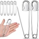 Juexica 5 Pcs 5 Inch Large Safety Pins, Giant Heavy Duty Jumbo Safety Pin