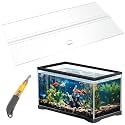 Juexica Aquarium Acrylic Canopy Set 19.37 x 9.37 x 0.28 Inch for 10/20 Gallon Without Center Brace Aquariums Cover Fish Tank Lid with a Hook Knife, Clear