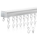 Juexica Ceiling Curtain Track Set White 6.6ft-9.8ft Heavy Duty Ceiling Mount Adjustable Length Curtain Rails with Clips Hooks End Hook for Room Divider