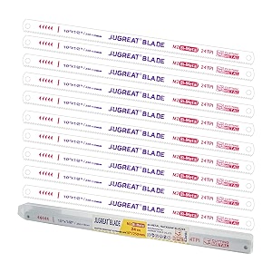 jugreat hacksaw replacement blades bi-metal safe flex metal -cutting hacksaw blades high speed steel 10 inch-24tpi 10 pack