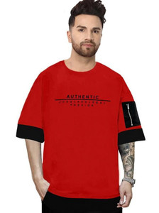 JUGULAR Printed Men Round Neck Red T-Shirt