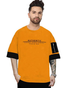 JUGULAR Printed Men Round Neck Yellow T-Shirt