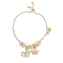 Juicy Couture Adjustable Tennis Bracelets for Women 7 Charms, Gold-Tone