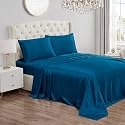 Juicy Couture King Size Satin Bed Sheet Set, Deep Pocket King Sheet Set with 1 Fitted Sheet, 1 Flat Sheet and 2 Pillow Case, Wrinkle Resistant and Anti Pilling Bed Sheets - Royal Blue