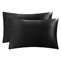 Juicy Couture Satin Pillowcase for Hair and Skin, Black King Size Pillowcase Set of 2 - Silky Cooling Pillow Covers with Envelope Closure