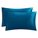 Juicy Couture Satin Pillowcase for Hair and Skin, Blue Standard Size Pillowcase Set of 2 - Silky Cooling Pillow Covers with Envelope Closure