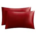 Juicy Couture Satin Pillowcase for Hair and Skin, Red Queen Size Pillowcase Set of 2 - Silky Cooling Pillow Covers with Envelope Closure