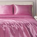 Juicy Couture Silky Satin Damask Sheet Set - Luxury Pink Bedding - Smooth Striped Sheets - Twin XL Size