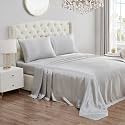 Juicy Couture Twin XL Size Satin Bed Sheet Set, Deep Pocket Twin XL Sheet Set with 1 Fitted Sheet, 1 Flat Sheet and 1 Pillow Case, Wrinkle Resistant and Anti Pilling Bed Sheets - Grey
