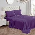 Juicy Couture Twin XL Size Satin Bed Sheet Set, Deep Pocket Silky Twin XL Sheet Set with 1 Fitted Sheet, 1 Flat Sheet, 1 Pillow Case, Wrinkle Resistant and Anti Pilling Bed Sheets - Purple