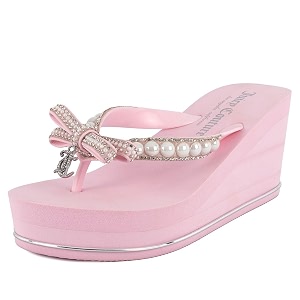 Juicy Couture Womens Wedge Platform Flip Flops