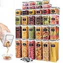 JUJOJB 64 PCS Airtight Food Storage Containers With Lids BPA Free,6 Pack With Pouring Spout Cereal Containers Storage for Kitchen Pantry Organization and Storage,Dishwasher safe,Labels Marker