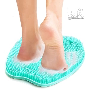 rubber exfoliating foot scrubbing brush for cleaning silicone foot brush apple shape scrubber massager shower green