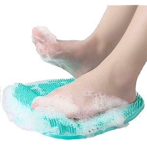 silicone foot massager non-slip feet massage pad bathroom foot cleaning mat scrubber shower feet clean promote blood circulation green