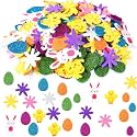 JULBEAR 300 Pieces Easter Foam Stickers Spring Stickers Colorful Decorative Bulk Egg Bunny Chick Flower Stickers for Arts Crafts Greeting Cards Home Decoration Easter Supplies