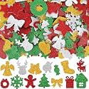JULBEAR 300Pcs Christmas Glitter Foam Stickers for Xmas Crafts Party Favors