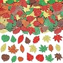 JULBEAR 300Pcs Fall Leaf Foam Stickers, Glitter Maple Leaves Decals