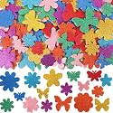 JULBEAR 300Pcs Spring Flower Butterfly Foam Stickers for DIY Crafts