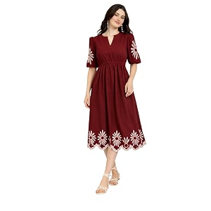 JULEE Womens Rayon Embroidered Dress Butta Dress-BAC