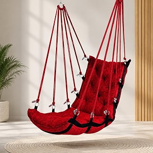 juljulia swing for balcony cotton hanging chair for adults 200 kg red