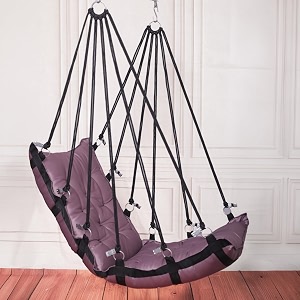 juljulia swing for balcony comfortable cotton swing relaxing jhula for adults for home indoor outdoor hanging seat for apartment patio terrace garden- 200 kg weight capacity - jj plain pink