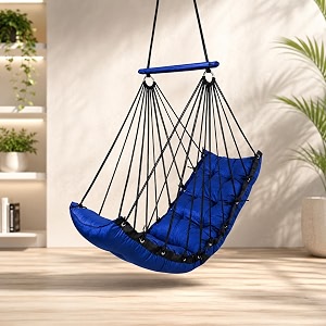juljulia swing for balcony comfortable cotton swing relaxing jhula for adults for home indoor outdoor hanging seat for apartment patio terrace garden- 200 kg weight capacity - jj low blue