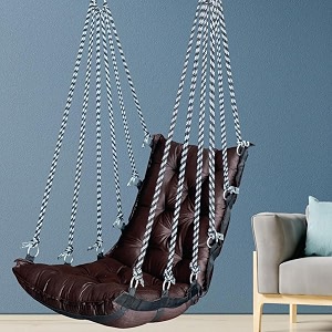 juljulia cotton balcony swing for adults indoor outdoor hanging jhula chair for home heavy duty 200 kg capacity comfortable hanging seat for patio terrace garden plain low coffee