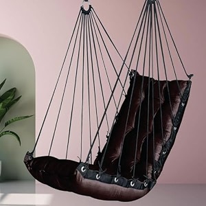 juljulia swing for balcony comfortable cotton swing relaxing jhula for adults for home indoor outdoor hanging seat for apartment patio terrace garden- 200 kg weight capacity - jj low coffee