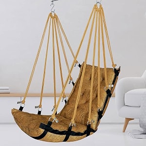 juljulia swing for balcony cotton hanging chair for adults 200 kg yellow  ideal for balcony living room patio and garden