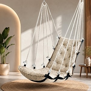 juljulia swing for balcony cotton hanging chair for adults 200 kg cream