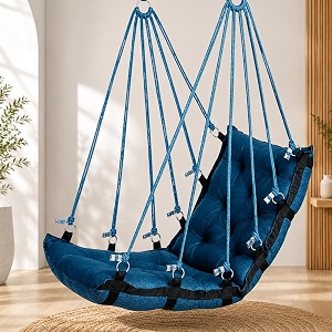 juljulia swing for balcony cotton hanging chair for adults 200 kg blue