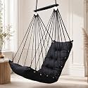 JULJULIA Swing for Balcony Comfortable Cotton Swing Relaxing Jhula for Adults for Home Indoor Outdoor Hanging Seat for Apartment Patio Terrace Garden- 200 kg Weight Capacity - JJ Low Black