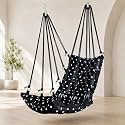 JULJULIA Cotton Swing for Adults, Balcony Jhula for Home, Indoor Outdoor Hanging Swing Chair, Heavy Duty 200 kg Capacity, Comfortable Hanging Seat for Patio, Terrace, Garden, 3D Black