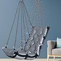 JULJULIA Swing for Balcony Comfortable Cotton Swing Relaxing Jhula for Adults for Home Indoor Outdoor Hanging Seat for Apartment Patio Terrace Garden- 200 kg Weight Capacity - Plain Low Grey