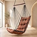 JULJULIA Swing for Balcony Comfortable Cotton Swing Relaxing Jhula for Adults for Home Indoor Outdoor Hanging Seat for Apartment Patio Terrace Garden- 200 kg Weight Capacity - JJ Low Brown