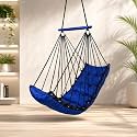 JULJULIA Swing for Balcony Comfortable Cotton Swing Relaxing Jhula for Adults for Home Indoor Outdoor Hanging Seat for Apartment Patio Terrace Garden- 200 kg Weight Capacity - JJ Low Blue