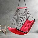JULJULIA Cotton Swing for Balcony, Heavy Duty Jhula for Adults, 200 kg Weight Capacity, Comfortable Hanging Swing Chair for Indoor Outdoor Home, Garden, Patio, Terrace, Apartment - JJ Low Red