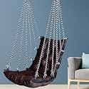 JULJULIA Cotton Balcony Swing for Adults, Indoor Outdoor Hanging Jhula Chair for Home, Heavy Duty 200 kg Capacity, Comfortable Hanging Seat for Patio, Terrace, Garden, Plain Low Coffee
