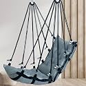 JULJULIA Cotton Swing for Balcony, Heavy Duty Jhula for Adults, 200 kg Weight Capacity, Comfortable Hanging Swing Chair for Indoor Outdoor Home, Garden, Patio, Terrace, Apartment - JJ Plain Grey